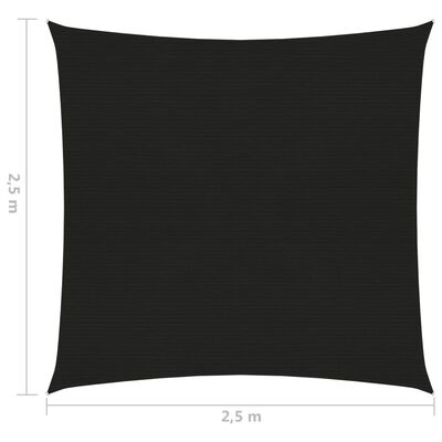 vidaXL Платно-сенник, 160 г/м², черно, 2,5x2,5 м, HDPE