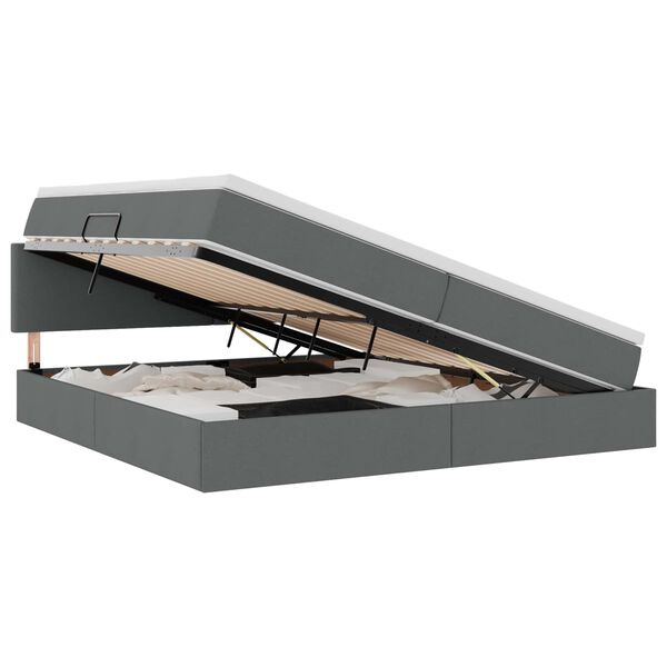 vidaXL Легло с място за съхранение и матрак Тъмен сив 200 x 200 cm