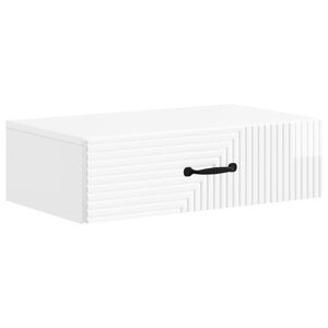 vidaXL Стенен страничен масичка Бял гланц 59 x 34,5 x 17 см