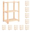 vidaXL 3-етажни стелажи, 10 бр, 60x38x90 см, бор масив, 150 кг