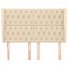 vidaXL Горна табла за легло с уши, кремава, 163x23x118/128 см, плат