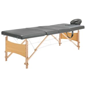 vidaXL Масажна кушетка с 4 зони, дървена рамка, антрацит, 186х68 см