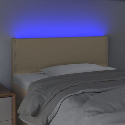 vidaXL LED горна табла за легло, кремава, 90x5x78/88 см, плат