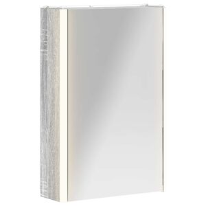 vidaXL Шкаф с огледало за баня Сив Сонома 33 x 11,5 x 50 см
