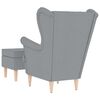vidaXL Фотьойл с табуретка за крака, светлосив, текстил
