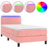 vidaXL Боксспринг легло с матрак и LED, розово, 100x200 см, кадифе