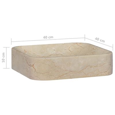 vidaXL Кремава мивка, 40x40x10 см, мрамор