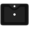 Керамична мивка с отвор за смесител, черна, квадратна