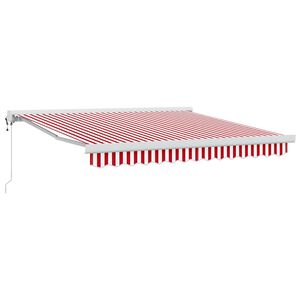 vidaXL Прибираща се тента Червено и бяло 300 x 250 x 165 см