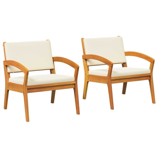 vidaXL Градински стол 2 pcs Кафяво Масивна акациева дървесина