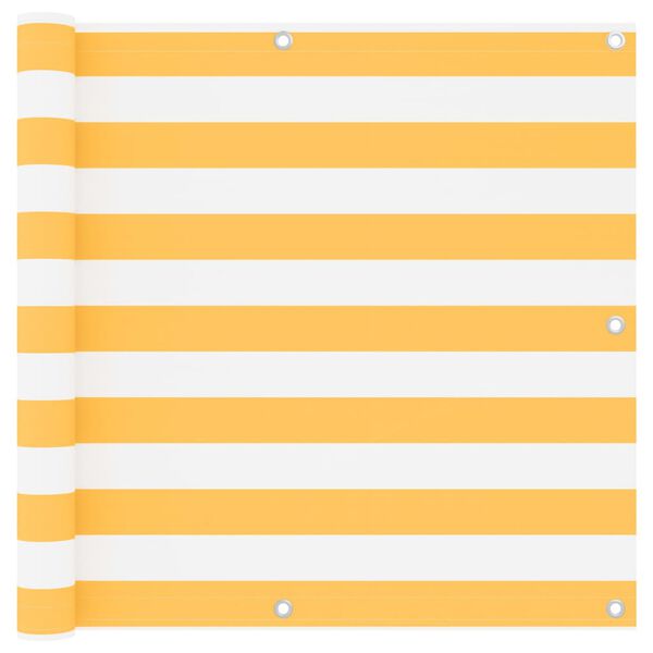 vidaXL Балконски параван, бяло и жълто, 90x300 см, оксфорд плат