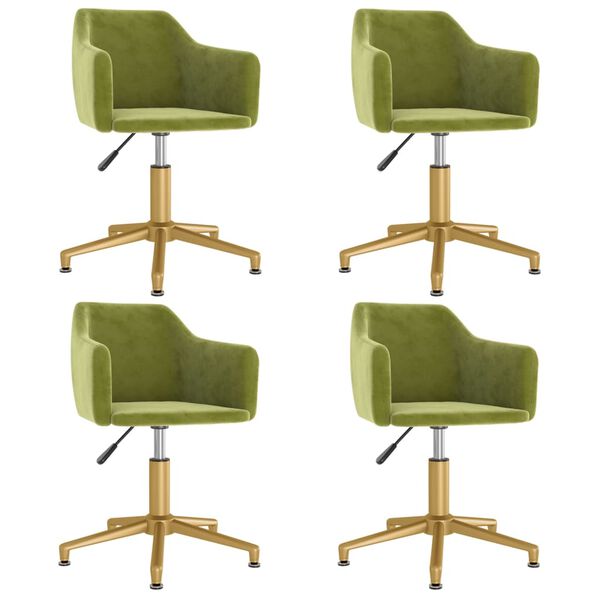 vidaXL Въртящи се трапезни столове, 4 бр, светлозелени, кадифе