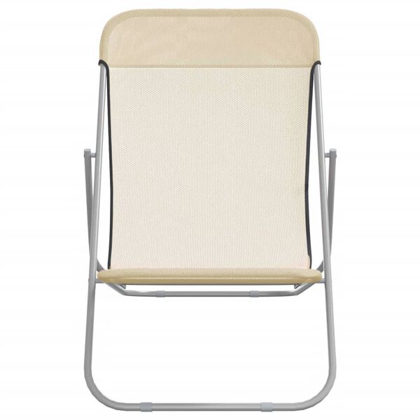 vidaXL Сгъваеми плажни столове 2 бр кремави текстилен и стомана