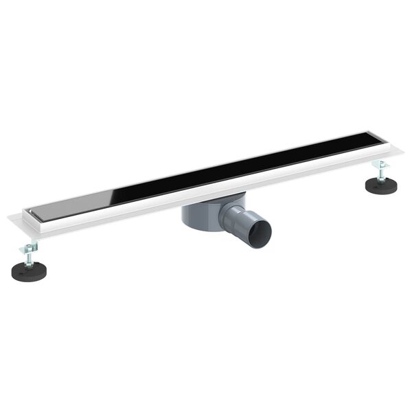 vidaXL Душов дренаж с стъклен капак и 360&deg; сифона Черно 70 cm