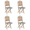 vidaXL Градински трапезен комплект сгъваем възглавници 5 части бамбук