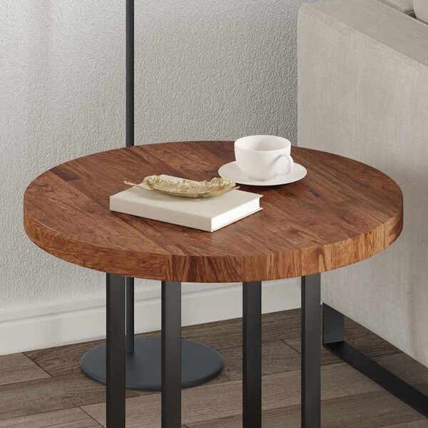 vidaXL Топ за маса Тъмнокафяв Ø 60 x 4 cm Солидно дъбово дърво