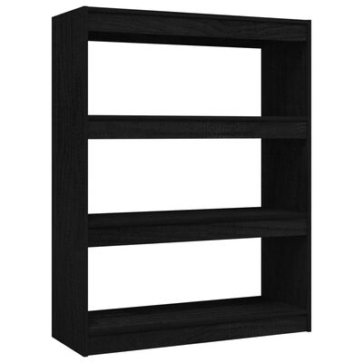 vidaXL Библиотека/разделител за стая, черна, 100x30x103 см, бор масив