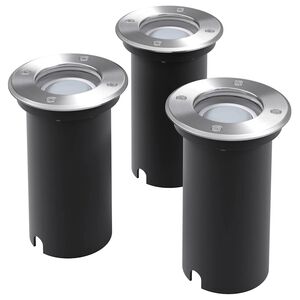 vidaXL Градински LED лампи за вграждане в земя, 3 бр, кръгли