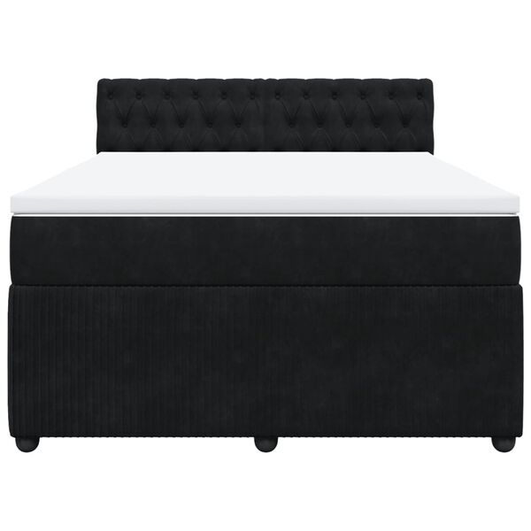 vidaXL Боксспринг легло с матрак, черно, 140x190 см, кадифе