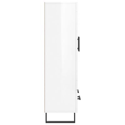 vidaXL Висок шкаф, бял гланц, 69,5x31x115 см, инженерно дърво