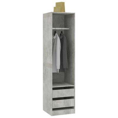 vidaXL Гардероб с чекмеджета, бетонно сив, 50x50x200 см, ПДЧ