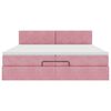 vidaXL Османска легло с матраци и LED, розово, 200x200 см, кадифе