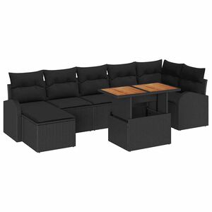 vidaXL Градински Софа Комплект с възглавница 8 pcs Черно