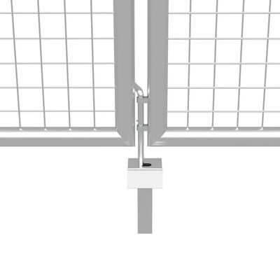 vidaXL Градинска врата, поцинкована стомана, 415x225 см, сребриста
