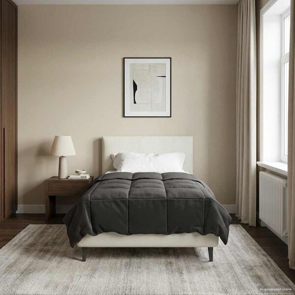 vidaXL Пълно годишно юрганче Патичено Антрацит 155 x 200 см Микрофибър