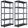vidaXL Стелажи за съхранение 2 бр черни 250 кг 80x40x180 см пластмаса