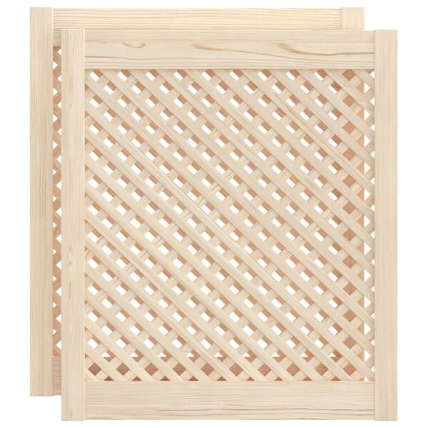 vidaXL Врати за шкафове с решетен дизайн 2 бр 59,5x69 см бор масив