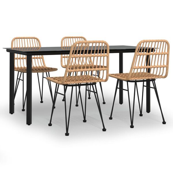 vidaXL Градински трапезен комплект от 5 части, полиратан