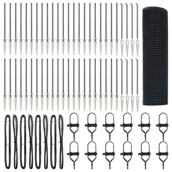 vidaXL Стълб за ограда. Сив 100 x 0,6 м (25 x 25 мм мрежа)