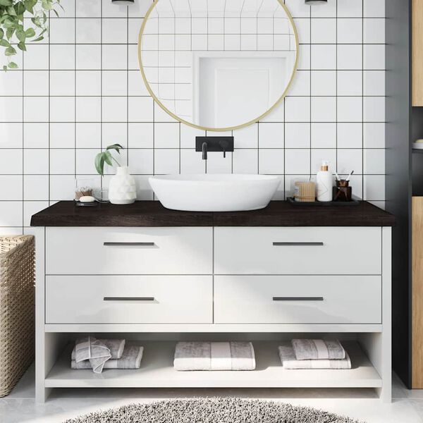 vidaXL Плот за баня тъмнокафяв 160x60x(2-6)см обработено масивно дърво