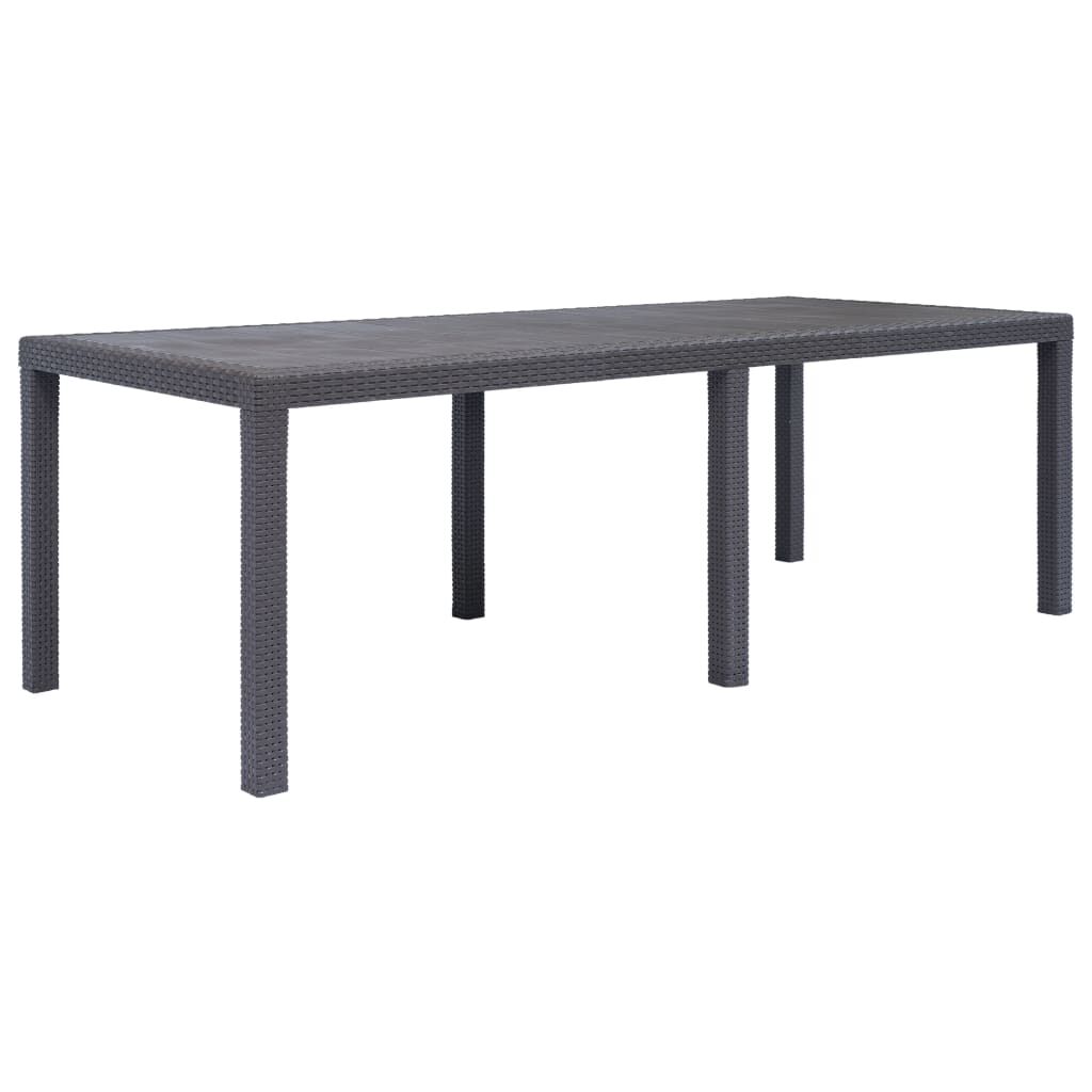 vidaXL Градинска маса, 220x90x72 см, пластмаса, ратанов вид, кафява