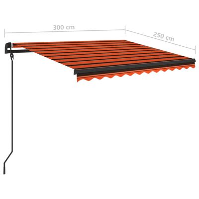 vidaXL Ръчно прибираща се тента с LED, 3x2,5 м, оранжево и кафяво