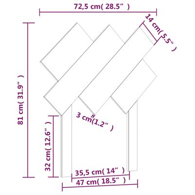 vidaXL Горна табла за легло, 72,5x3x81 см, бор масив