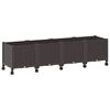 vidaXL Градинска саксия с колела Кафяво 160 x 40 x 44 см ПП