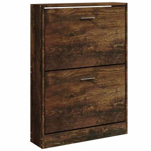 vidaXL Шкаф за обувки, опушен дъб, 59x17x81 см, инженерно дърво