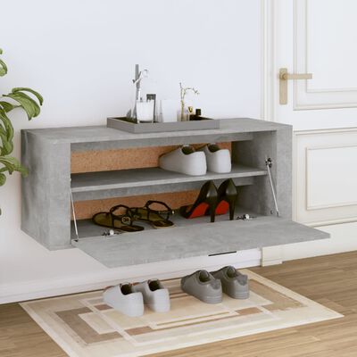 vidaXL Шкаф за обувки, бетонно сив, 100x35x38 см, инженерно дърво