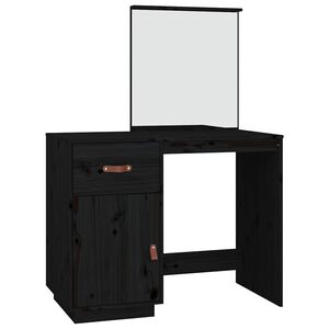 vidaXL Тоалетка, Черен, 95x50x134 см, борово дърво масив
