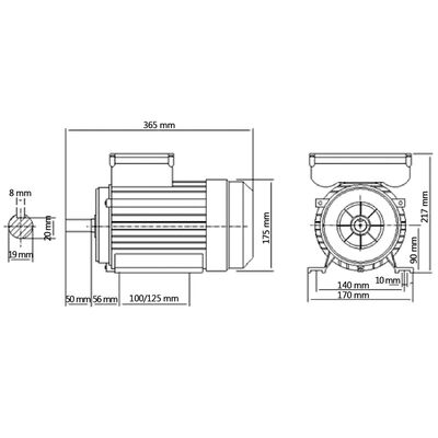 vidaXL Еднофазен електромотор алуминий 2,2 kW/3 кс 2 полюса 2800 об/м
