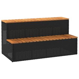 vidaXL Стъпало за джакузи Black 100x50x50,5 cm Поли ратан