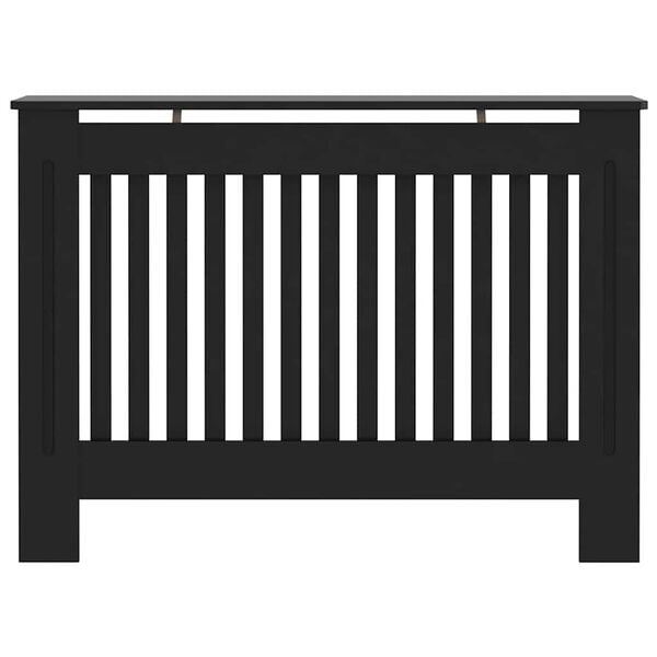 vidaXL Параван за радиатор, черен, 112x19x81,5 см, МДФ