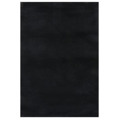 vidaXL Миещ се килим мек къс косъм 160x230 см противоплъзгащ черен