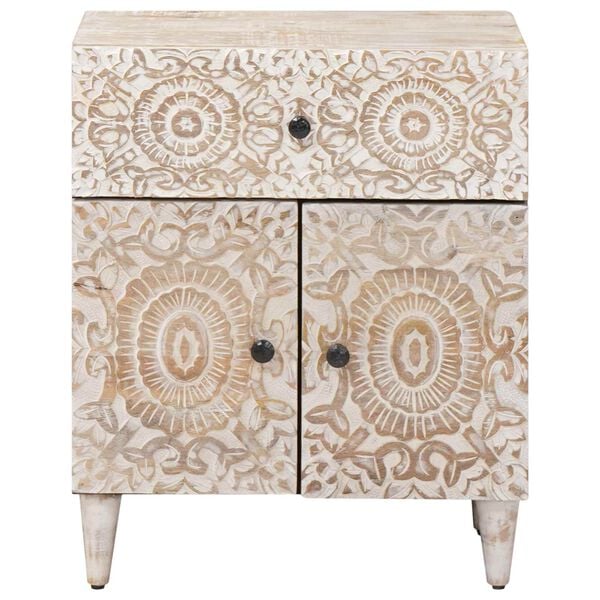 vidaXL Леглов шкаф Бяло 50 x 33 x 60 см Солидно мангово дърво