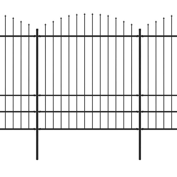 vidaXL Градинска ограда с връх тип копие, стомана, 1248x200 см, черна