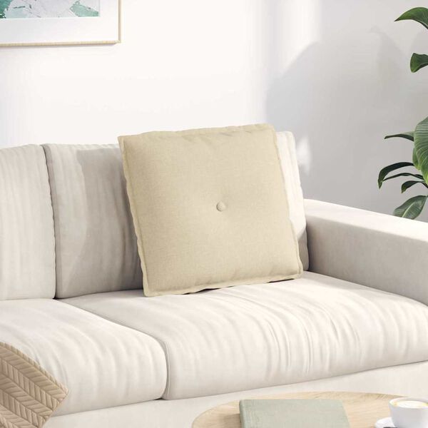 vidaXL Възглавница за гръб Крем 50 x 19 x 45 см текстил