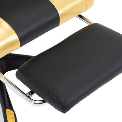 vidaXL Геймърски стол подложка за крака златисто/черно изкуствена кожа