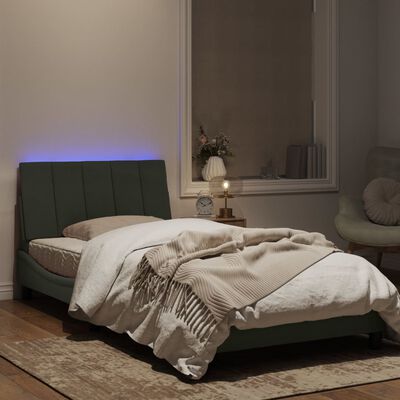 vidaXL Рамка за легло с LED осветление, светлосива, 100x200 см, кадифе